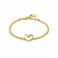 Clogau Forever Yours 9ct Solid Gold Kiss Double-Chain Bracelet with Diamonds CGKDBR