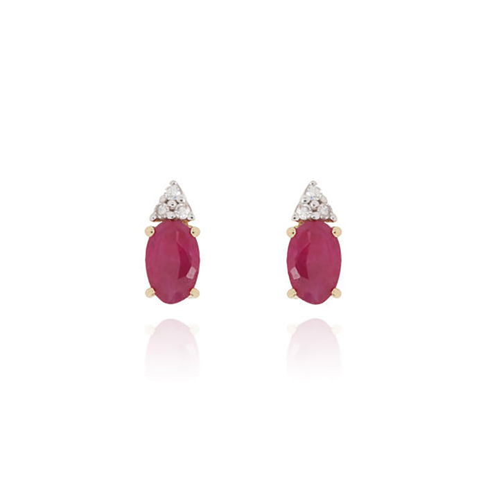 Ruby and Diamond 9ct Yellow Gold Stud Earrings - Michael Jones Jeweller