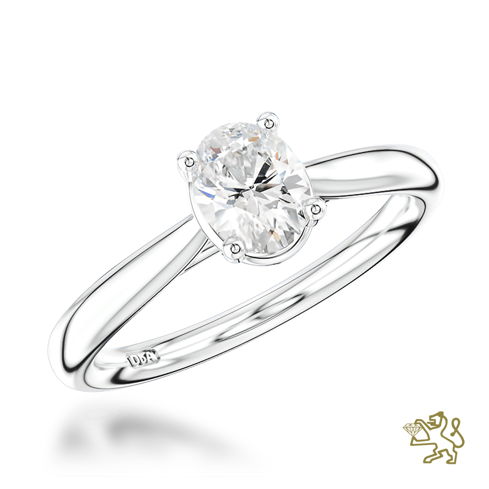 Classic Oval Solitaire 0.50ct E SI1 Diamond Platinum Ring - Michael Jones Jeweller