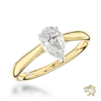 Classic Pear Solitaire 0.70ct D SI1 Diamond 18ct Yellow Gold Ring - Michael Jones Jeweller