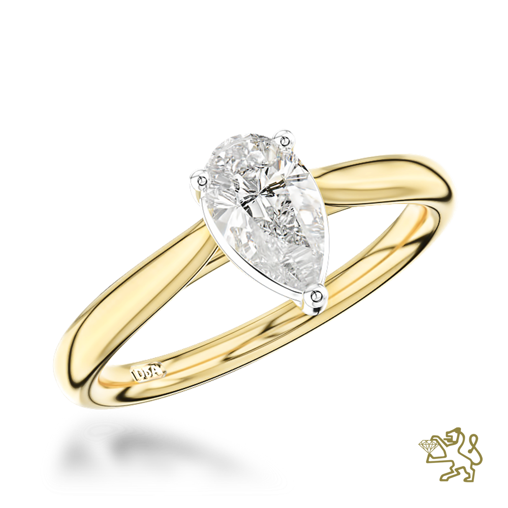 Classic Pear Solitaire 0.70ct D SI1 Diamond 18ct Yellow Gold Ring - Michael Jones Jeweller