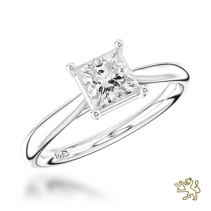 Classic Princess Solitaire 0.50ct F VS2 Diamond Platinum Ring