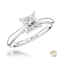 Classic Princess Solitaire 0.50ct F VS2 Diamond Platinum Ring