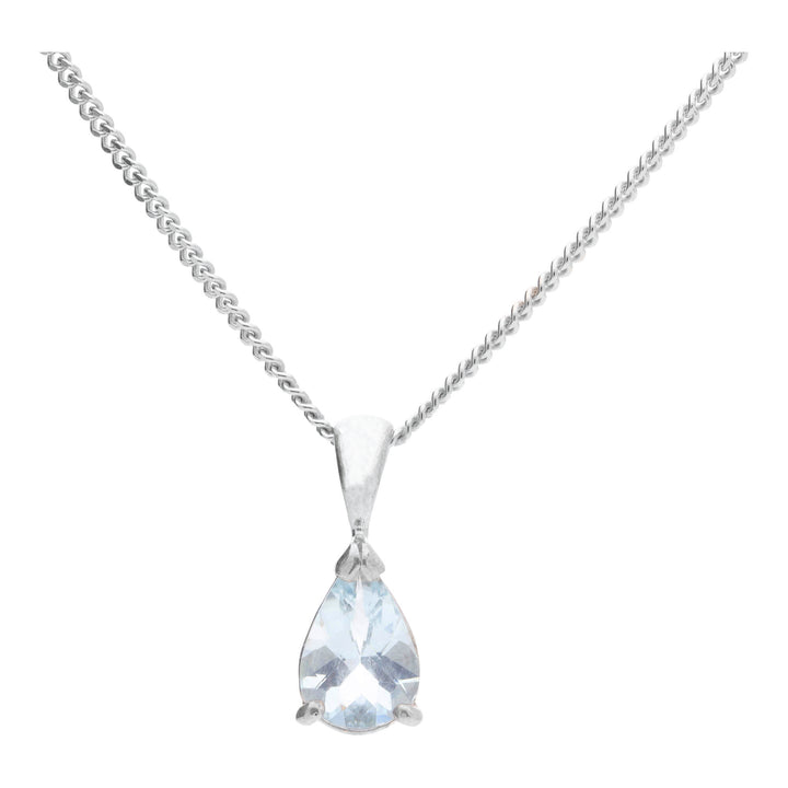 Aquamarine Pearl Shaped 9ct White Gold Pendant