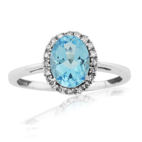 Blue Topaz and Diamond 9ct White Gold Ring (M) - Michael Jones Jeweller