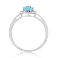 Blue Topaz and Diamond 9ct White Gold Ring (M)