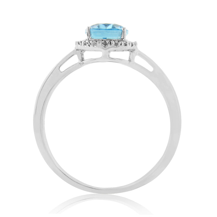Blue Topaz and Diamond 9ct White Gold Ring (M)