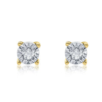 Illusion Set Diamond 9ct Yellow Gold Stud Earrings - Michael Jones Jeweller