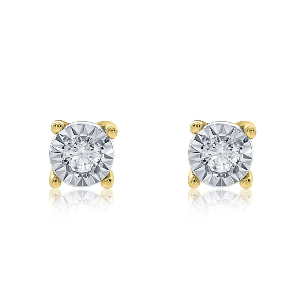 Illusion Set Diamond 9ct Yellow Gold Stud Earrings - Michael Jones Jeweller