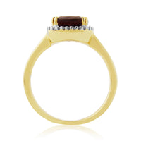 Garnet and Diamond Cluster 9ct Yellow Gold Ring (N) - Michael Jones Jeweller