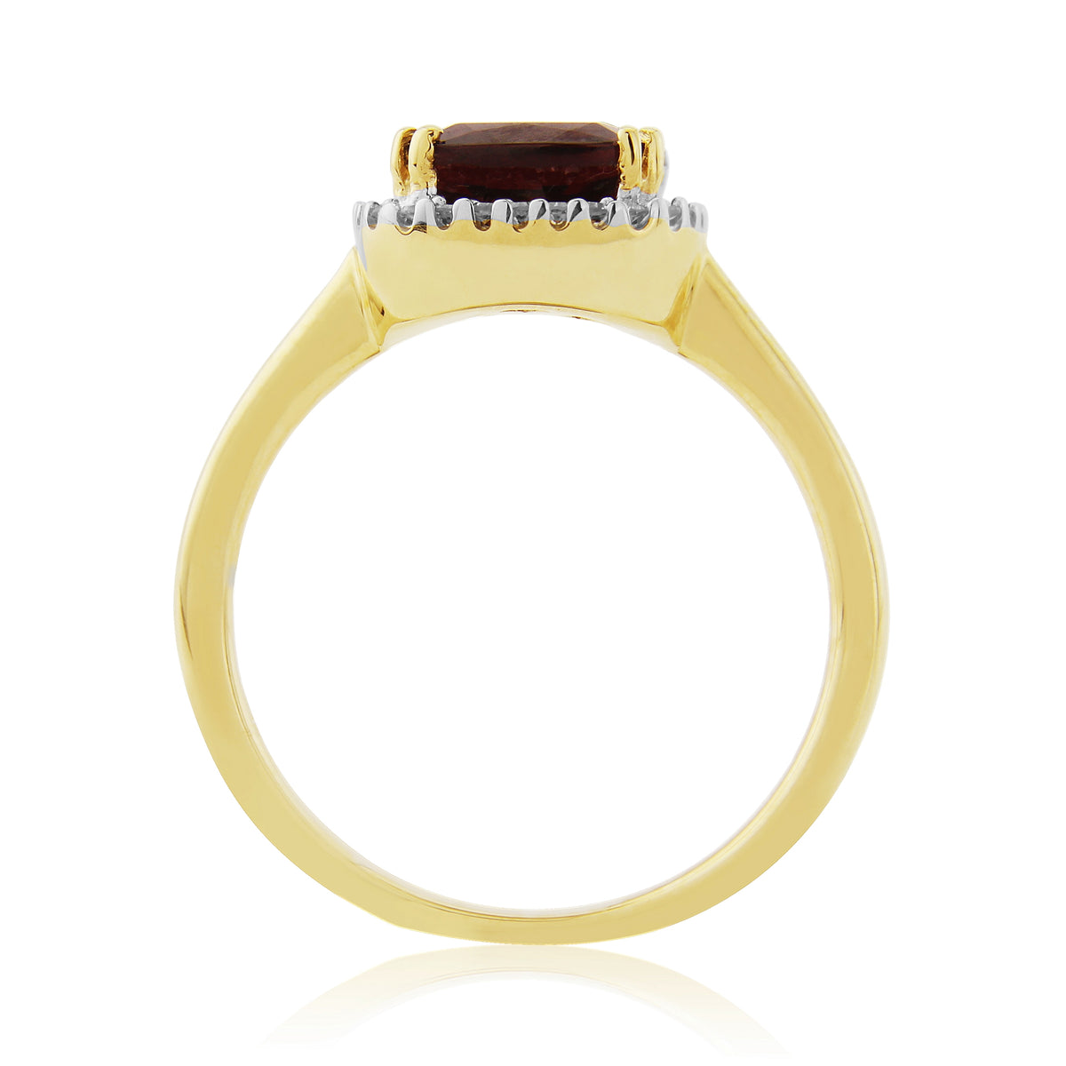 Garnet and Diamond Cluster 9ct Yellow Gold Ring (N) - Michael Jones Jeweller