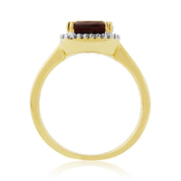 Garnet and Diamond Cluster 9ct Yellow Gold Ring (N)