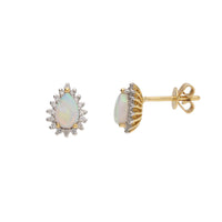 Opal and Diamond 18ct Yellow Gold Cluster Stud Earrings
