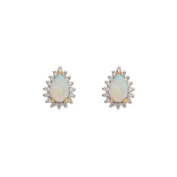 Opal and Diamond 18ct Yellow Gold Cluster Stud Earrings - Michael Jones Jeweller