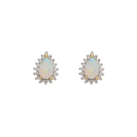 Opal and Diamond 18ct Yellow Gold Cluster Stud Earrings