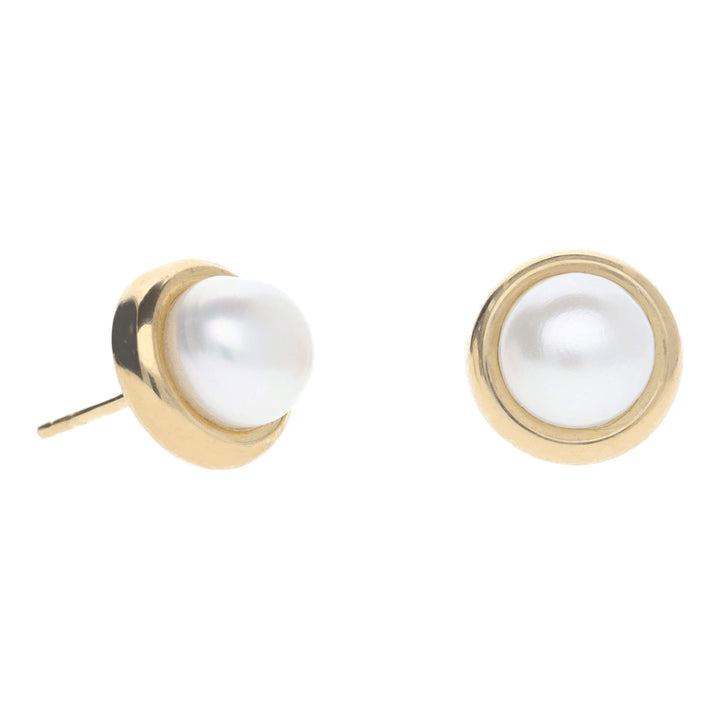 Freshwater Pearl 9ct Yellow Gold Stud Earrings - Michael Jones Jeweller