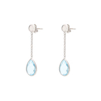 Blue Topaz 9ct White Gold Drop Earrings