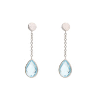 Blue Topaz 9ct White Gold Drop Earrings