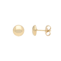 Polished 7mm 9ct Yellow Gold Button Stud Earrings