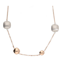 Square 9ct Rose and White Gold 45cm Station Link Necklace - Michael Jones Jeweller