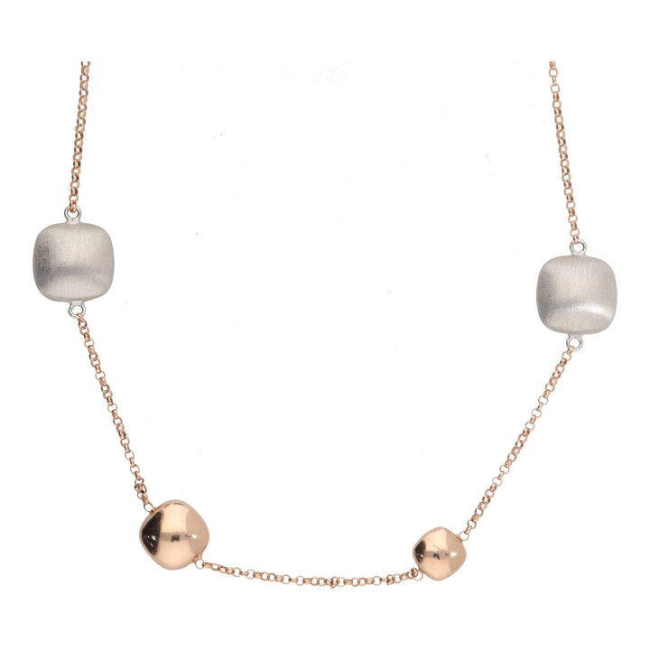 Square 9ct Rose and White Gold 45cm Station Link Necklace