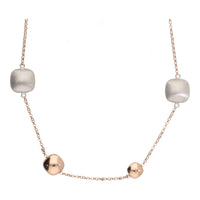 Square 9ct Rose and White Gold 45cm Station Link Necklace