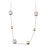 Square 9ct Rose and White Gold 45cm Station Link Necklace - Michael Jones Jeweller
