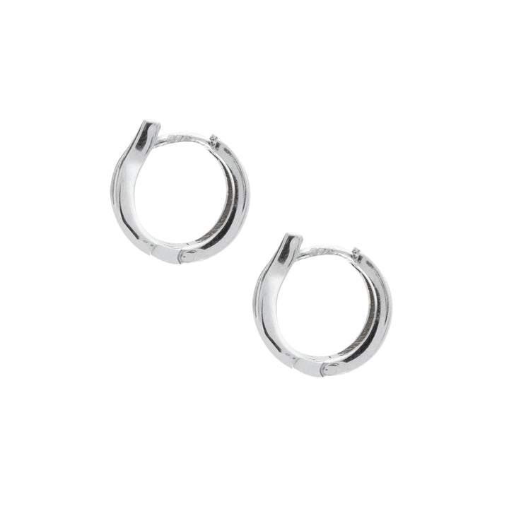 Wavy 9ct White Gold 14mm Huggy Hoop Earrings