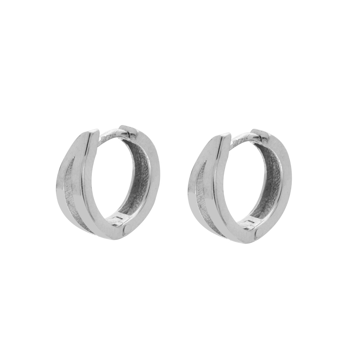 Wavy 9ct White Gold 14mm Huggy Hoop Earrings - Michael Jones Jeweller
