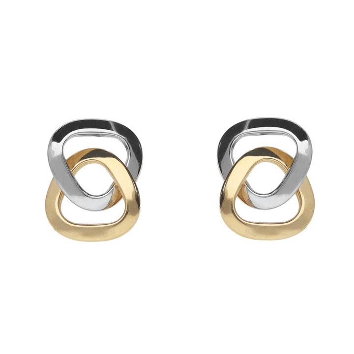Offset Linked 9ct Yellow and White Gold Stud Earrings - Michael Jones Jeweller