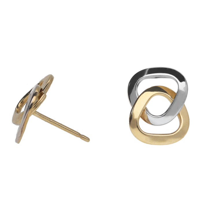 Offset Linked 9ct Yellow and White Gold Stud Earrings - Michael Jones Jeweller