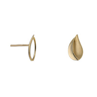 Teardrop Satin and Polished 9ct Yellow Gold Stud Earrings - Michael Jones Jeweller