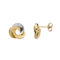 Open Knot 9ct Yellow an White Gold Stud Earrings
