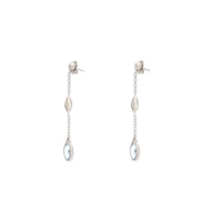 Blue Topaz 9ct White Gold Marquise Bead Drop Earrings