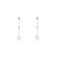 Blue Topaz 9ct White Gold Marquise Bead Drop Earrings
