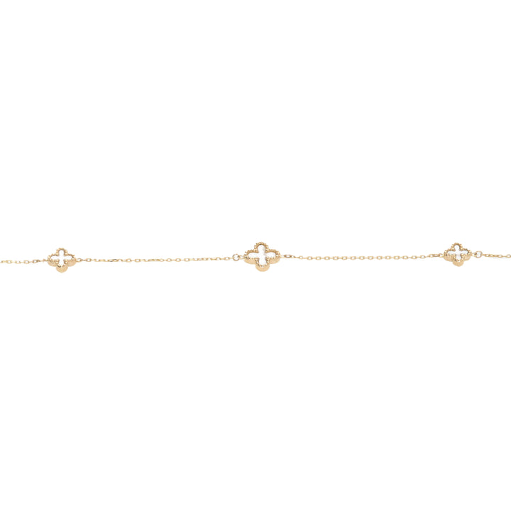 Mother of Pearl 9ct Yellow Gold Clover Bracelet - Michael Jones Jeweller