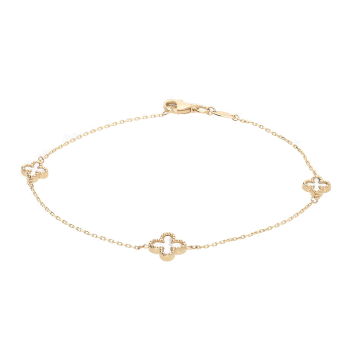 Mother of Pearl 9ct Yellow Gold Clover Bracelet - Michael Jones Jeweller