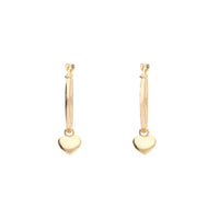 Heart Charm 9ct Yellow Gold Hoop Earrings - Michael Jones Jeweller
