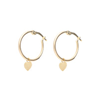 Heart Charm 9ct Yellow Gold Hoop Earrings - Michael Jones Jeweller
