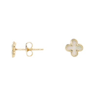 Mother of Pearl 9ct Yellow Gold Clover Stud Earrings - Michael Jones Jeweller