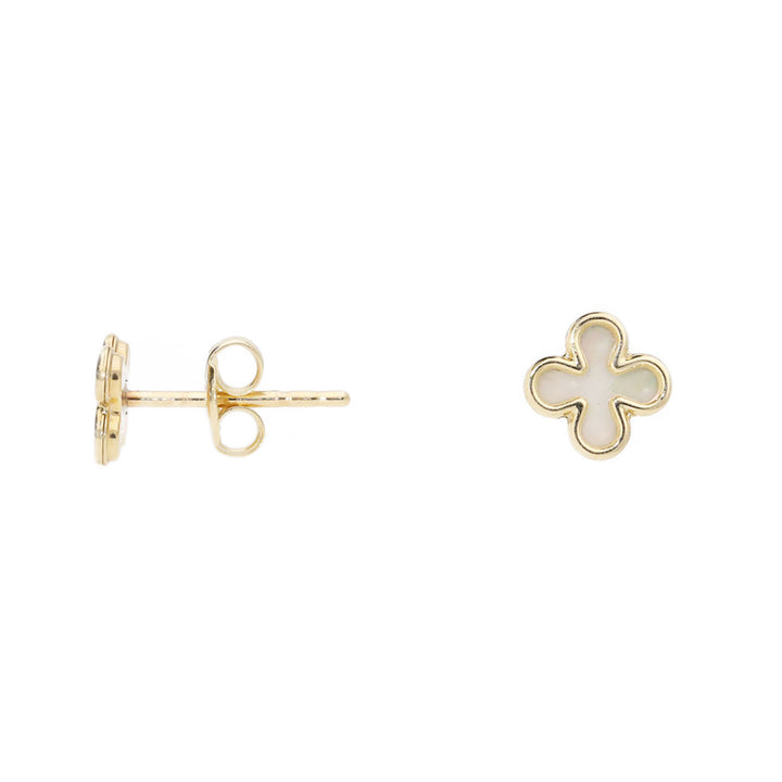 Mother of Pearl 9ct Yellow Gold Clover Stud Earrings - Michael Jones Jeweller