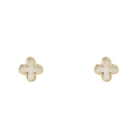 Mother of Pearl 9ct Yellow Gold Clover Stud Earrings - Michael Jones Jeweller