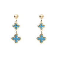 Turquoise 9ct Yellow Gold Clover Drop Earrings - Michael Jones Jeweller