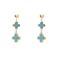 Turquoise 9ct Yellow Gold Clover Drop Earrings - Michael Jones Jeweller