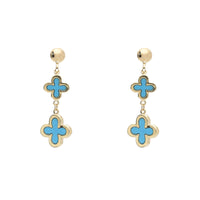 Turquoise 9ct Yellow Gold Clover Drop Earrings - Michael Jones Jeweller