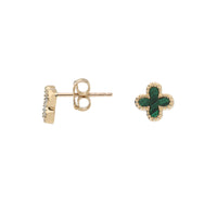 Malachite 9ct Yellow Gold Clover Stud Earrings - Michael Jones Jeweller