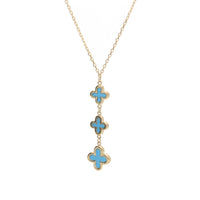 Turquoise 9ct Yellow Gold Clover Drop Necklace - Michael Jones Jeweller