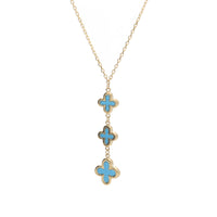 Turquoise 9ct Yellow Gold Clover Drop Necklace - Michael Jones Jeweller