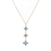 Turquoise 9ct Yellow Gold Clover Drop Necklace - Michael Jones Jeweller