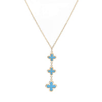 Turquoise 9ct Yellow Gold Clover Drop Necklace - Michael Jones Jeweller